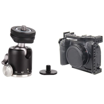 

1pcs Fs-02 Camera Tripod Ballhead & 1pcs Camera Cage for Canon EOS R with Cold Shoe Mount Thread Holes