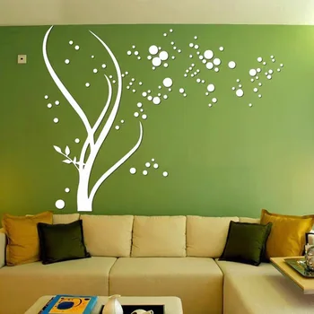 

3D Water Plants Acrylic Mirror Wall Stickers Living Room DIY Art Wall Decor TV Wall Acrylic Home Embossed Sofa Wall Stickers