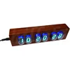 6-Bit IV22 Fluorescent Tube Digital Tube Clock Temperature Dispaly DIY Retro Creative gift Desktop Ornaments Solid Wood Shell 4