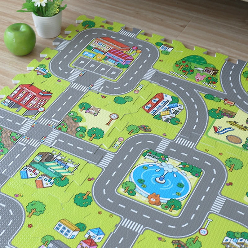 9 шт. детский игровой коврик EVA коврики для игры Taffic Highway карта игровой коврик развивающие Пазлы ковры детский игровой коврик Tapete Infantil