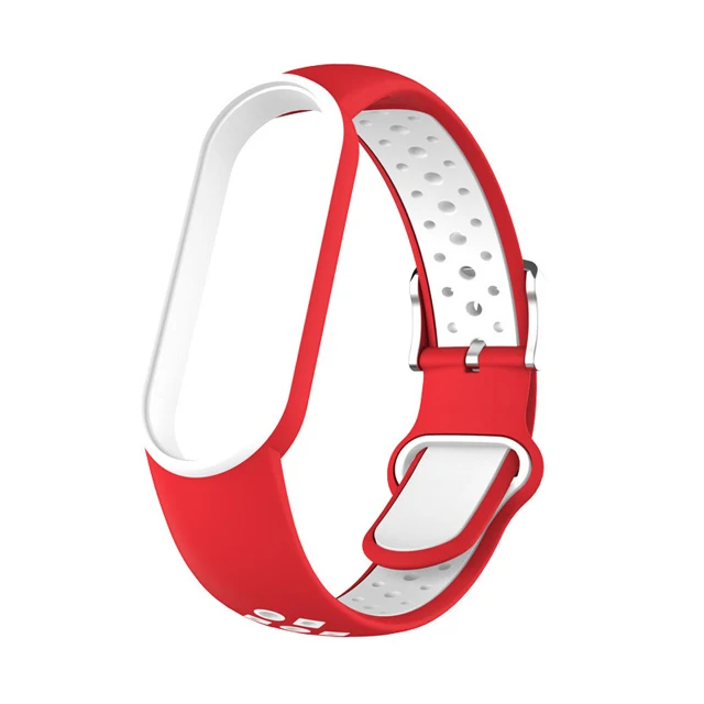 Belt For Xiaomi Mi Band 5 6 Two-color Silicone Bracelet Sport Breathable Strap For Miband 5 Miband6 Replacement Wristband red white