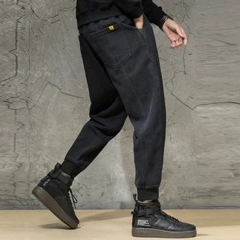 

Japanese Style Fashion Men Jeans Loose Fit Cargo Pants Harem Jeans Slack Bottom Streetwear Hip Hop Jeans Men Joggers Sweatpants