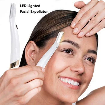 

Protable Face Hair Remover LED Lighted Facial Expoliator Shaver Electric Female Eyebrow Trimmer Fast Razor Painless ##TW2