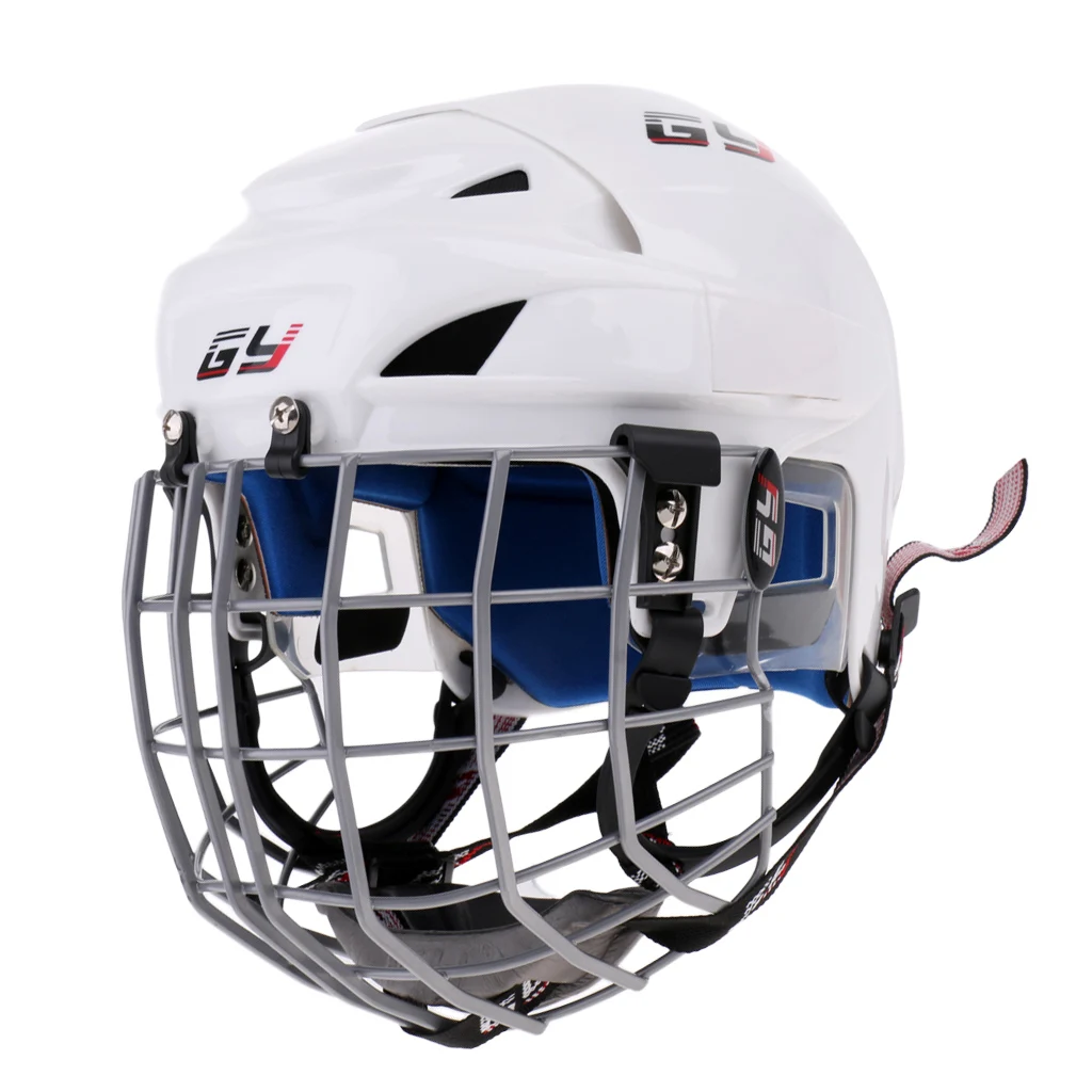Adjustable Unisex Adult Kids Ice Hockey Helmet & Face Guard Cage Combo CE Approved Impact Resistant & Lightweight