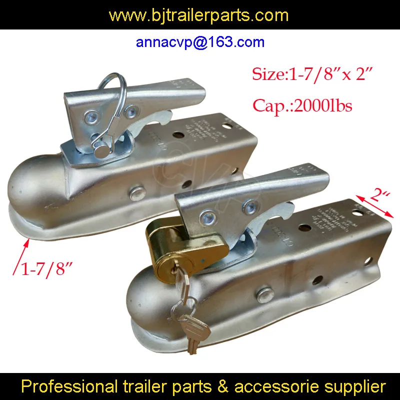 CVP Trailer Coupling 1-7/8 x 2 Ball Hitch Back Trailer Coupler Straight Tongue RV Parts Camper Caravana Acccessores