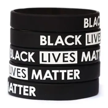 

fashion Bracelet 1/10pcs Black Lives Matter women men Black Silicone Bracelet Black Color wrist Jewelry Gift For self&Friends