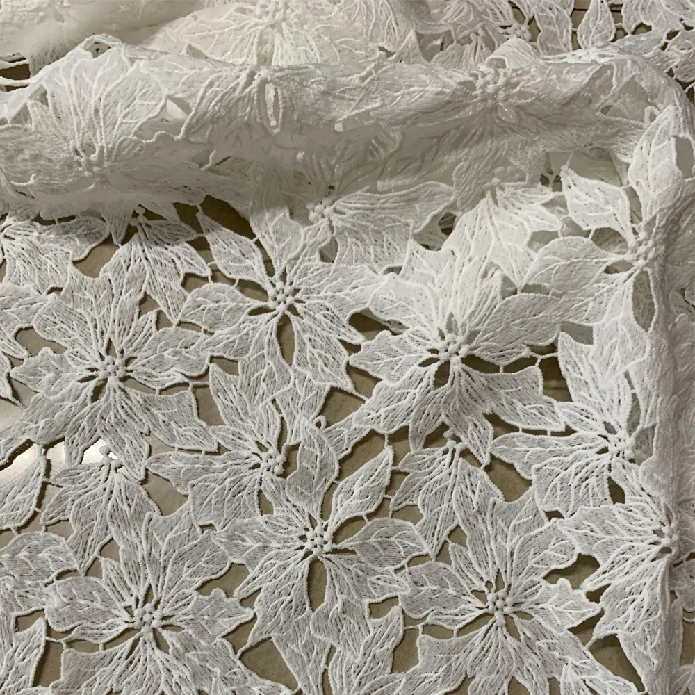 African Cord Lace Fabric Water Soluble Milk Silk French Guipure Lace Sewing Nigerian Wedding Party Dresses 1Yard