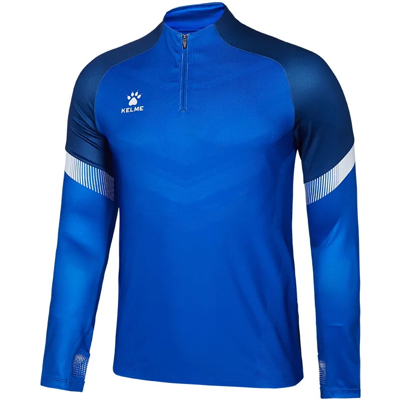 KELME Football Training Suit Long-sleeved Knitted Half Zipper Top Sportswear Thumb Button Sweater 8061TT1007 winter sweatshirt