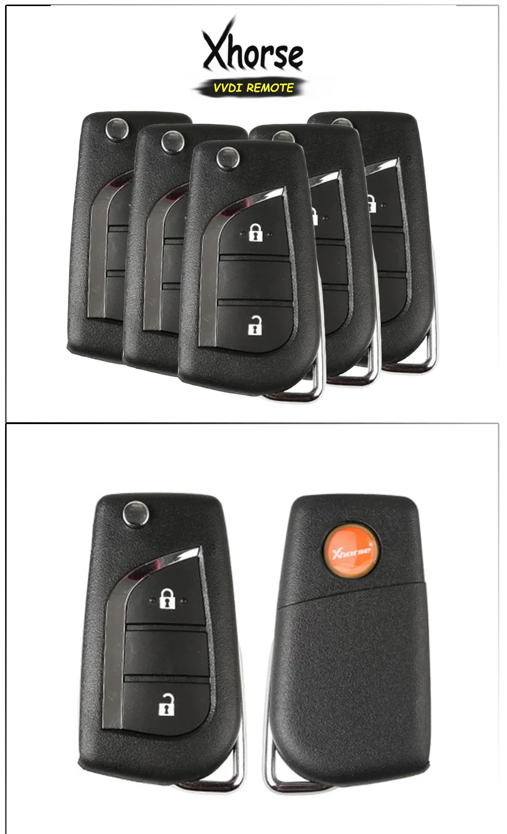 KEYECU 5x(английская версия) Xhorse для Toyota style XKTO01EN 2 кнопки универсальный дистанционный ключ для VVDI ключ инструмент VVDI2, X020 серия