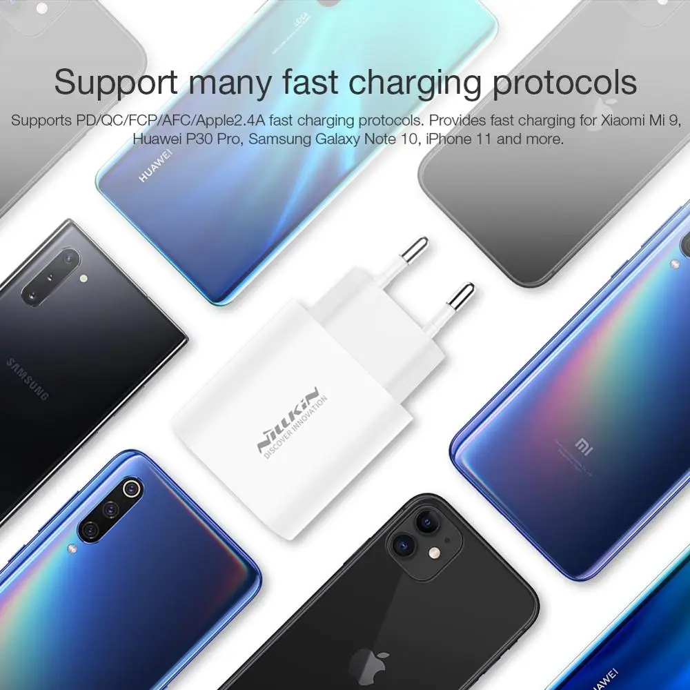 Nillkin Bijou 18 Вт PD адаптер питания USB C зарядное устройство обеспечивает быструю зарядку для Xiaomi Mi9 samsung Galaxy Note 10 Plus iPhone 11 Pro