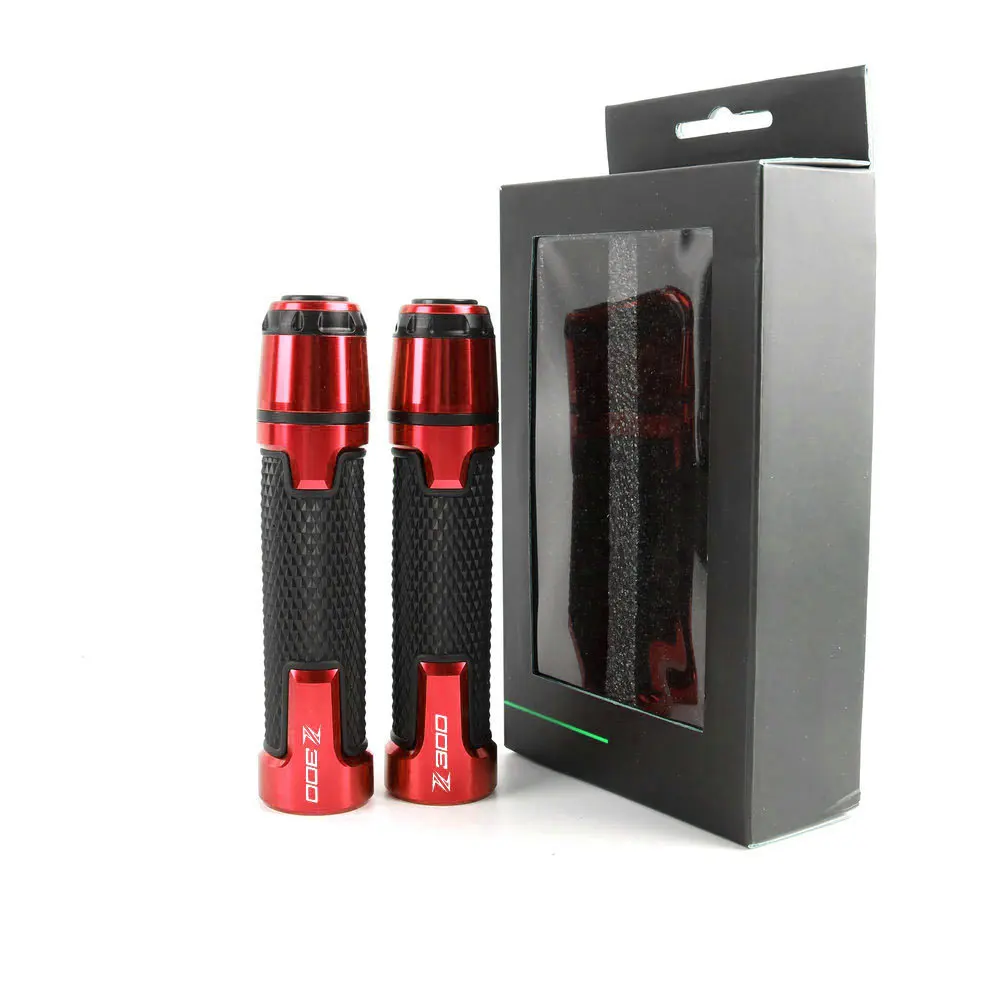 7/8'' Motorcycle Accessories Aluminum CNC Rubber Gel Handlebar End Plug Hand Grips Handle Bar For KAWASAKI NINJA 300 EX-300 Z300 - Цвет: Red