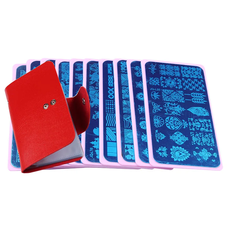 Placa de Imagem Estampagem com Suporte Arte do Unha Rosa + 1 Lote Design Diferente Selo Case Vermelho Faça Você Mesmo Placa Imagem Jt132 10 Pçs –