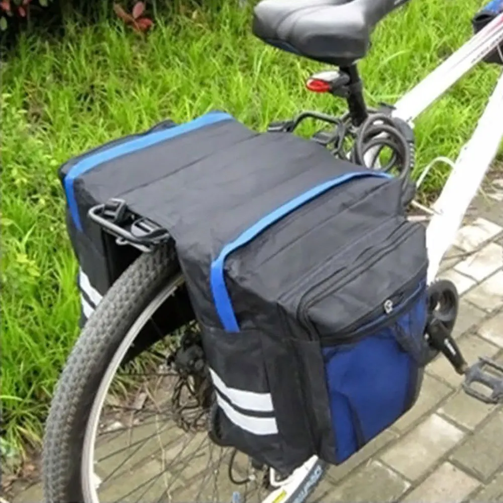 Двойная корзина, аксессуар, портативный, для горного велосипеда, для улицы, для переноски багажа, заднего сиденья, прочный, практичный, сумка для багажника, Светоотражающая полоса