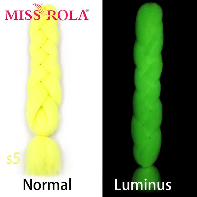 Miss Rola Synthetic Support Wholesale 100g 24 Inch Jumbo BraidsPink Green Yellow High Temperature Fiber Ombre Hair Extensions S5