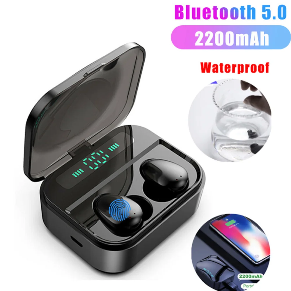 Водонепроницаемый TWS Bluetooth отпечатков пальцев Сенсорный наушник HD стерео
