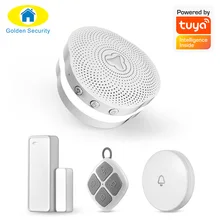 Золотая безопасность 433 МГц приложение Tuya умный дом Многофункциональный Интеллектуальный Ночной светильник дверной звонок WiFi шлюз сигнализация