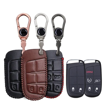 

Leather Car Key Protection Case Cover For Dodge Challenger Charger Nitro Durango Ram 1500 Journey Key Ring Accessories