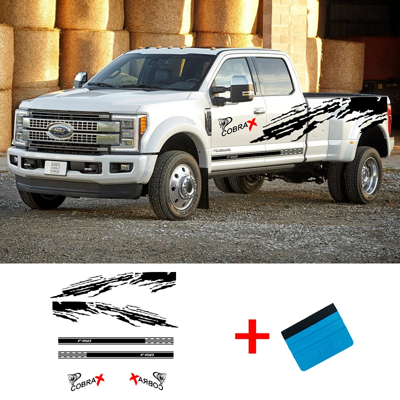 

2 PCS Car Vinyl Side Stripes Stickers Auto Graphics Decals For Ford Toyota Citroen Dodge Pickup
