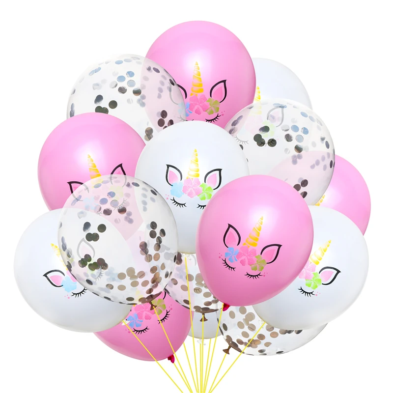 15 Pcs / lot Unicorn Party Balloons Birthday Decoration Confetti Balloon Set Latex Home Kids DIY Ballon Wedding Oval | Дом и сад