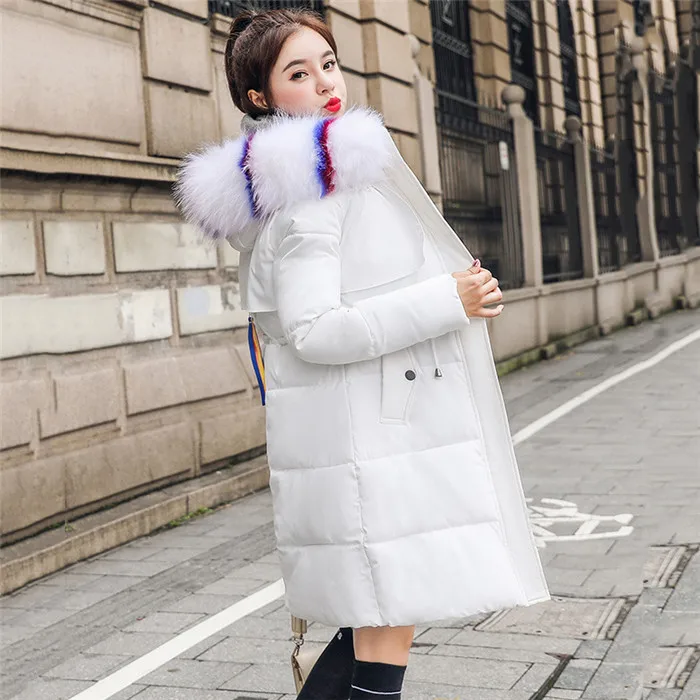 Winter Medium Long Women Parkas Winter New Fashion Fur Collar Slim Down Cotton Jacket Female Large Size Hooded Coats XIN062