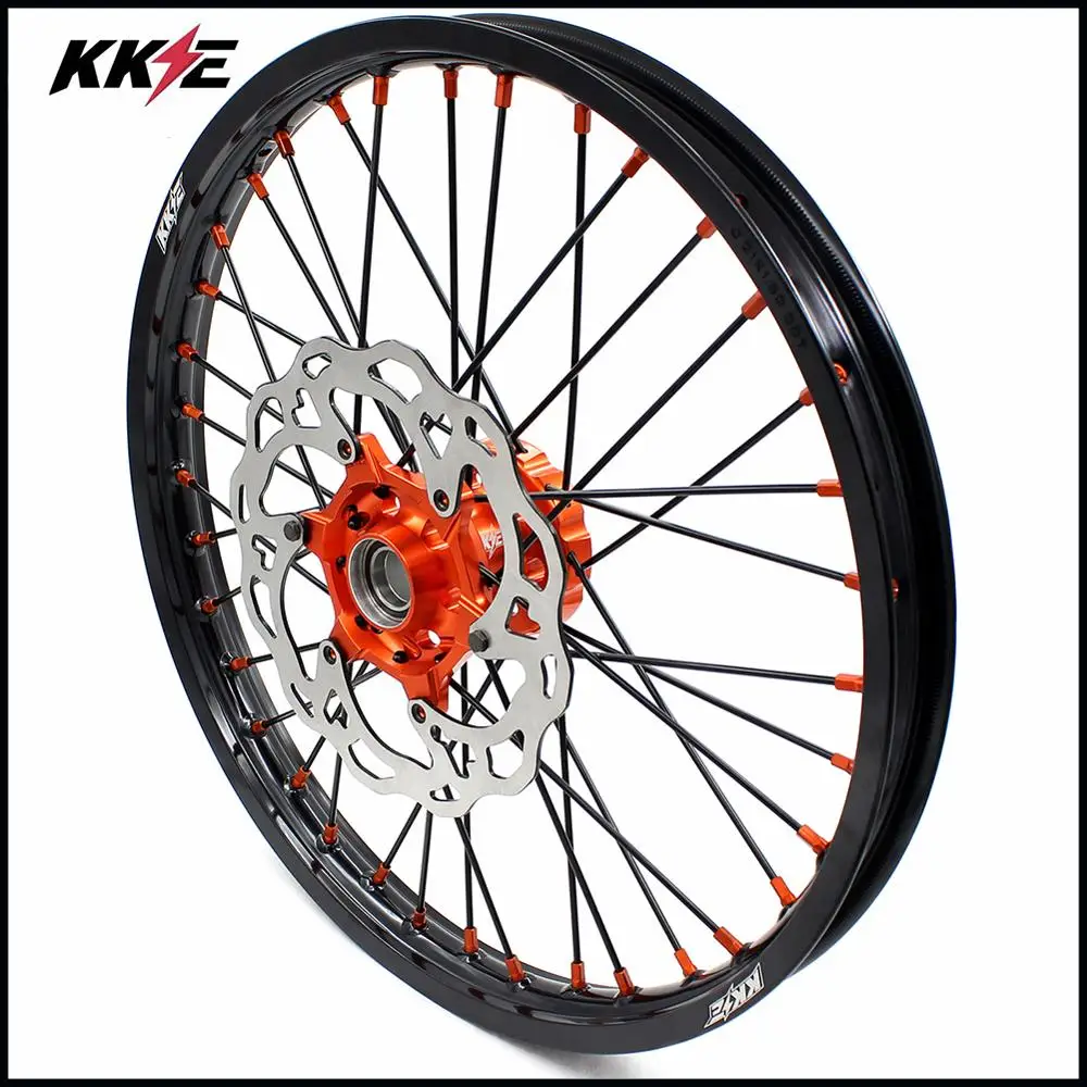 KKE 21 & 18 Enduro колеса в комплекте со спицами обод Набор для EXC E F XCW 125 530 2003 2021 оранжевый