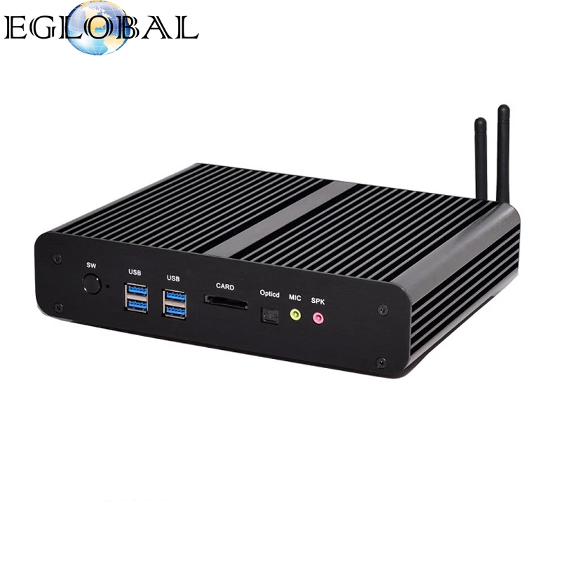 Eglobal Intel Core i7 4650U Мини компьютер PC Barebone безвентиляторный прочный корпус 4K Dual Lan Dual HDMI SD карта Оптическая 8 USB Samll PC