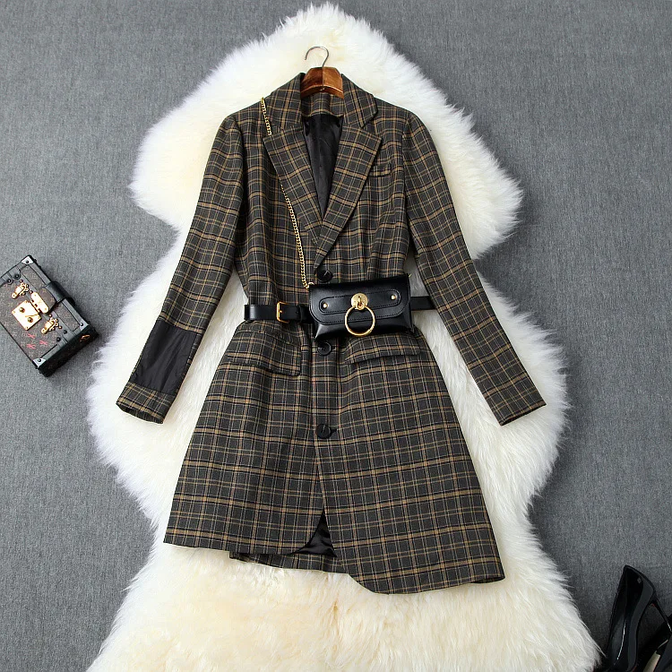 

European and American women's clothing autumn 2019 new style Long sleeve fashion belt Temperament coat