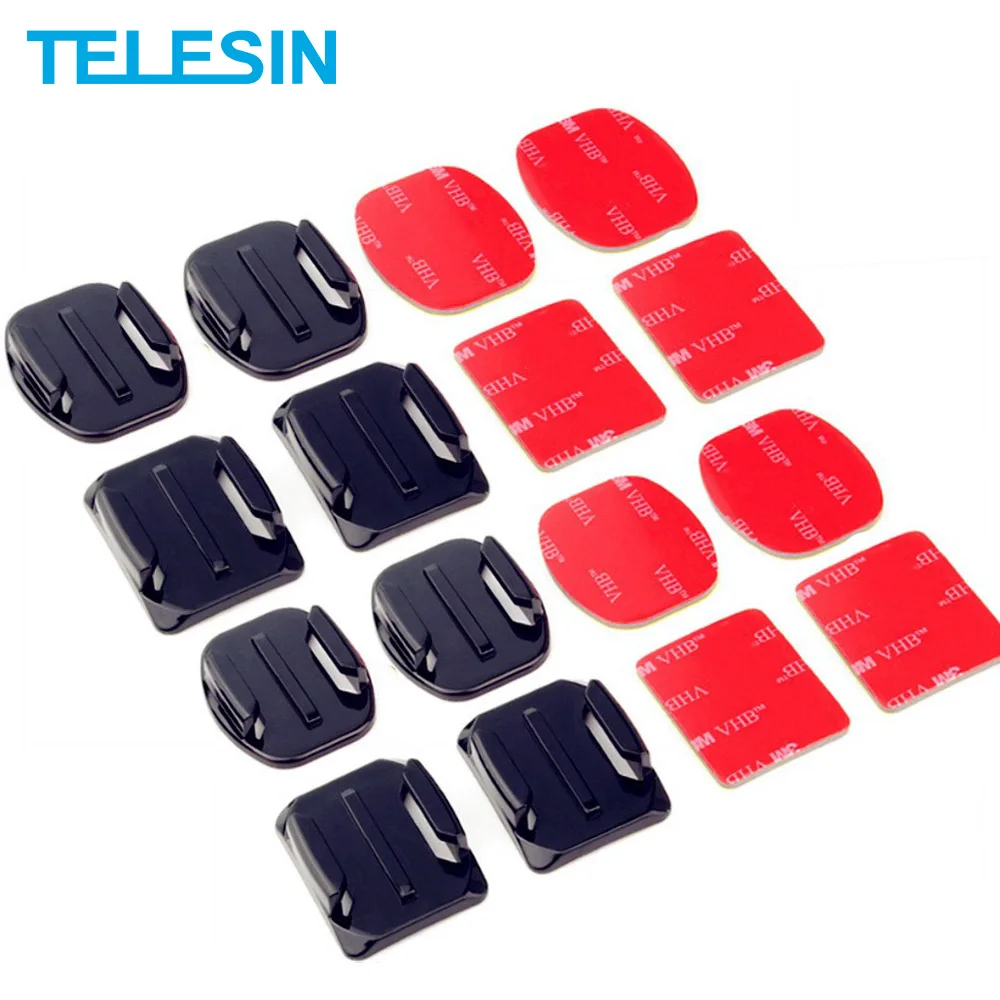 TELESIN 8pcs Flat and Curved Adhesive Sticker Mount Helmet for GoPro Hero SJCAM Xiaomi