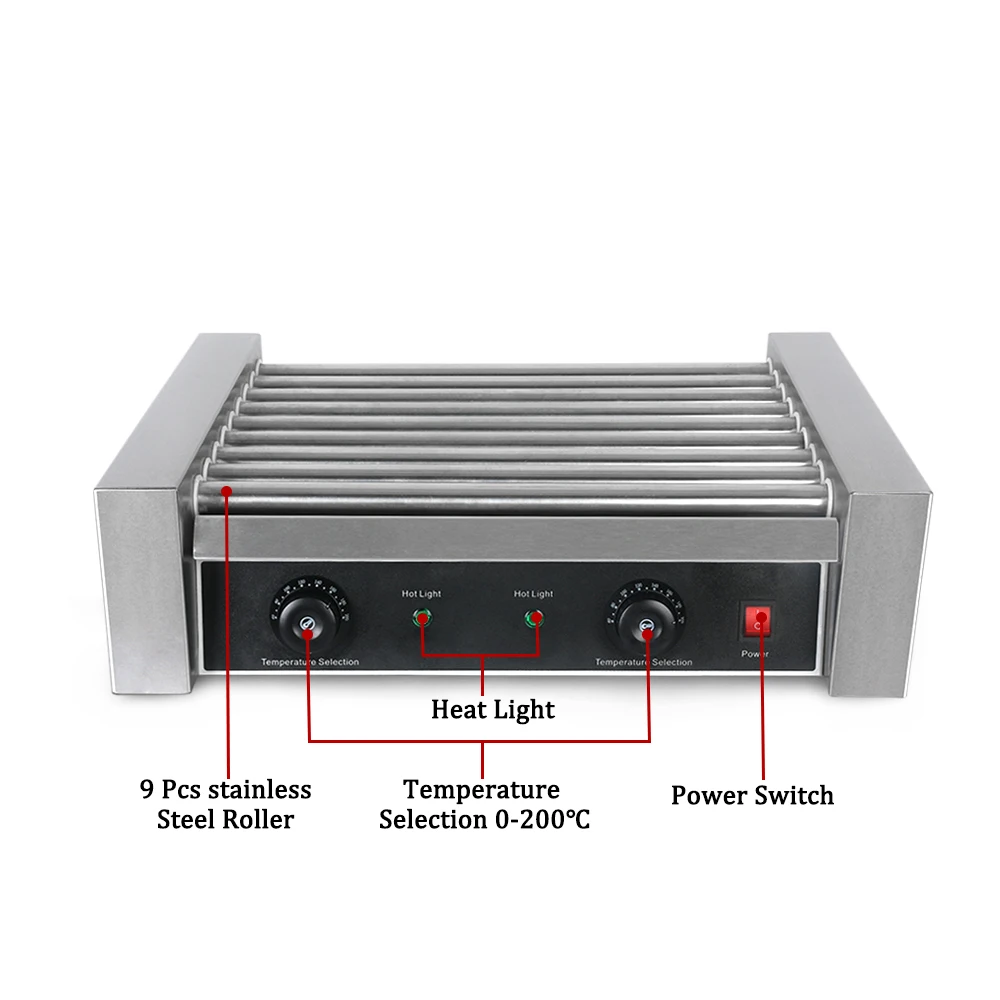 ITOP бытовой коммерческий Электрический хот-дог роликовый гриль из нержавеющей стали хот-дог машина 9 роликов 220 V-240 V 1800W CE