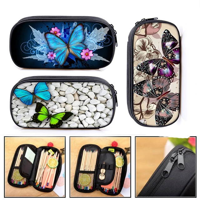 Belles trousses à cosmétiques papillon pour femmes, boîte à crayons pour  filles, sac d'école pour enfants, fournitures scolaires - AliExpress