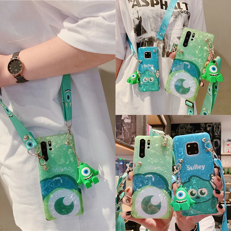 

Sam S10 Coach style Monsters case, Cute Sullivan Soft case For Samsung S10 S9 S8 plus note8 note9 cover + toy + long Strap