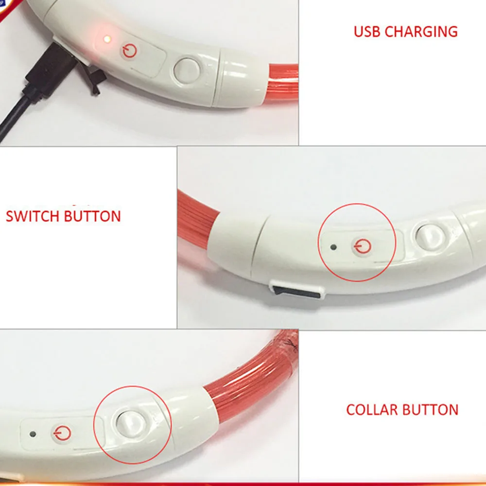 USB для домашних любимцев собак кошек перезаряжаемый мигающий ночной ошейник светящийся ошейник Светодиодный светильник USB ошейник для собак светящийся плюшевый флэш-ошейник для домашних животных