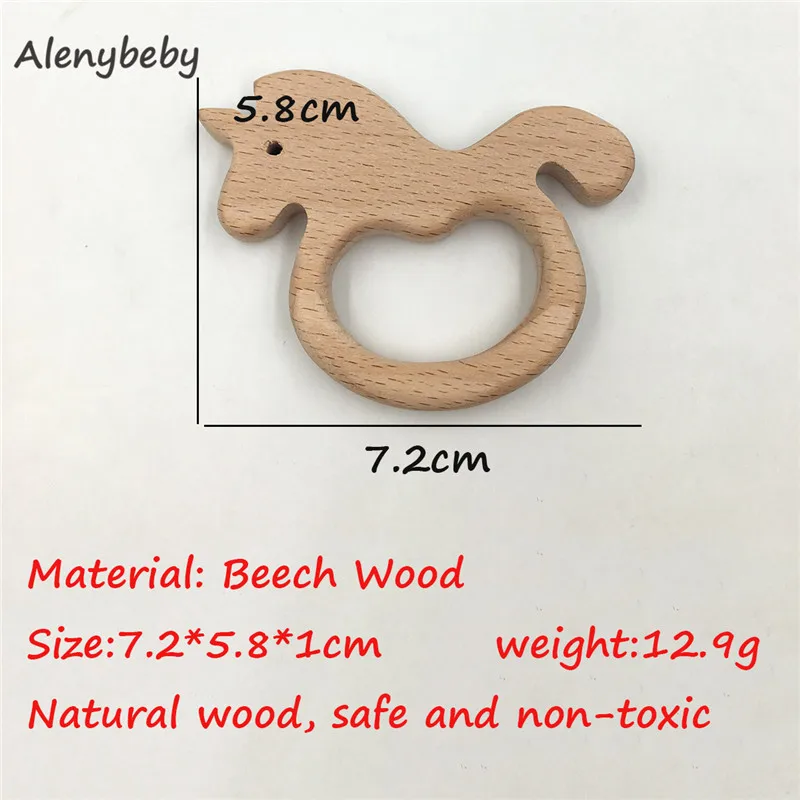 unicorn-50pcs 50pcs DIY Baby Teether Toys Organic Natural Beech Wooden Hand Cut Toy Baby Wooden Teether Gift Wooden Personalized Pendent - Цвет: unicorn-50pcs