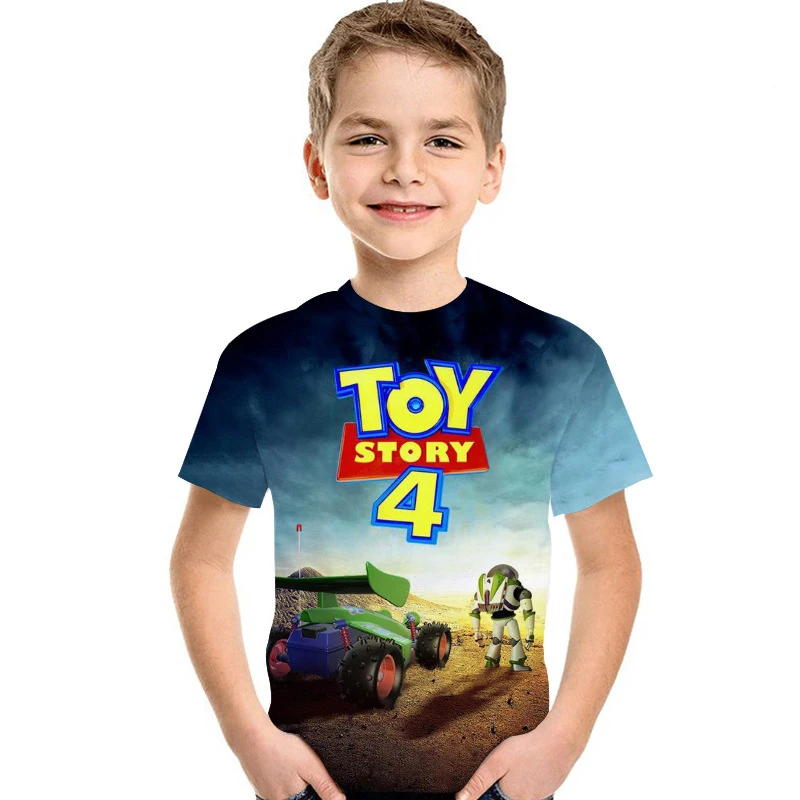 Toy Story/4 футболки, хлопковая футболка с короткими рукавами с принтом «древесный Базз Лайтер», детская одежда с рисунком для мальчиков и девочек