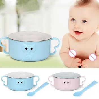 

Stainless Steel Baby Bowl Work Exquisite Food Container Children Tableware Bowl Spoon Set Home Furnishing Essential Supplies