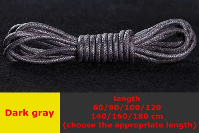 1 Pair Round Shoelaces Classic High Quality Waxed Cotton Waterproof Shoe Laces Outdoor Leisure Leather Shoelace Dark Grey