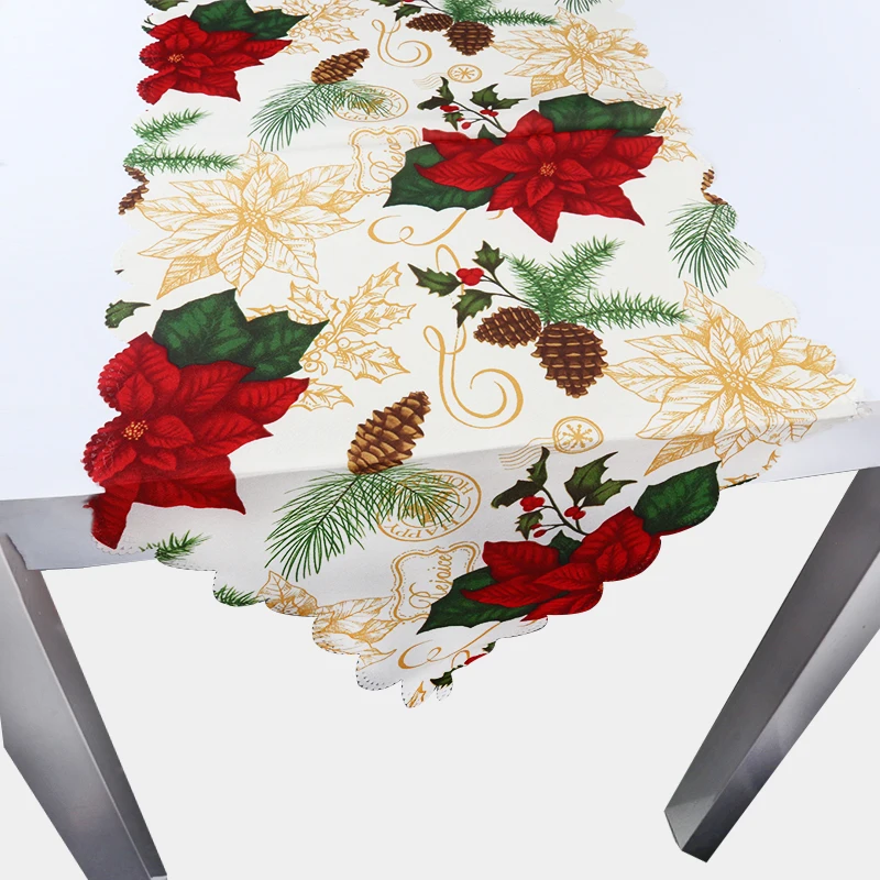 Рождественский Настольный коврик-дорожка, скатерть с Санта Клаусом, Рождественский флаг, рождественские вечерние украшения для стола, рождественские украшения для дома