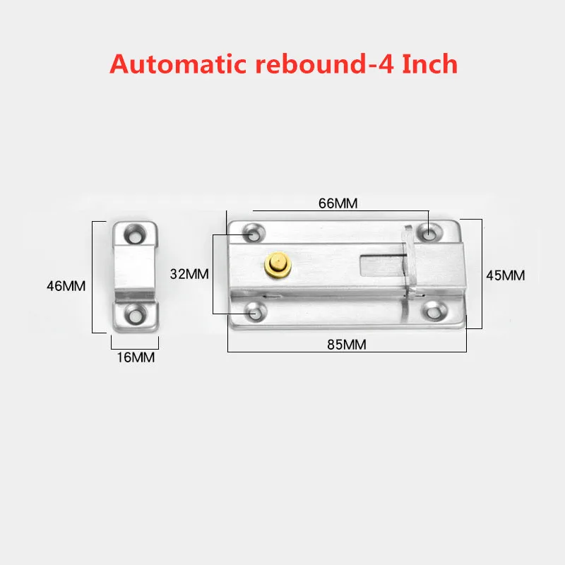 Высококачественные пружинные дверные защелки из нержавеющей стали, защитные скользящие болты, пружинные дверные замки для оконного шкафа ванной комнаты туалета - Цвет: Spring-4Inch