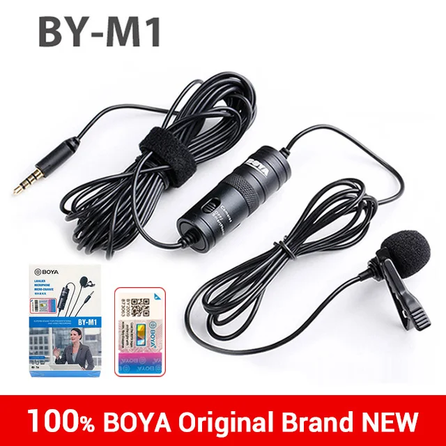 Boya BY-M1 M1 Microphone 3.5mm Audio Video Lavalier Lapel Mic Condenser Wired Mikrofo Microfone for Phone Laptop PC DSLR 