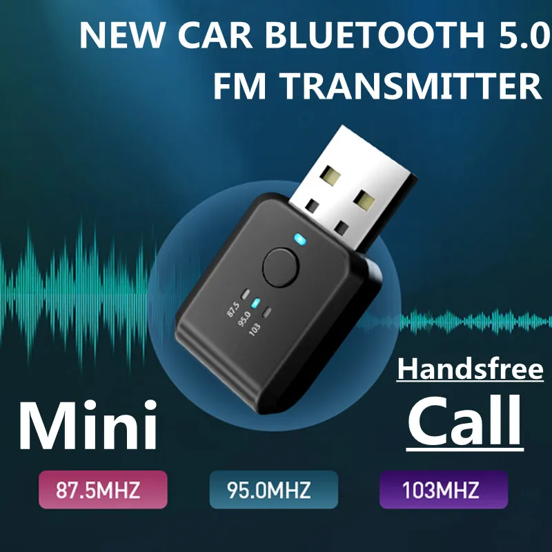 FM Transmitter Car Bluetooth 5.0 Receiver Handsfree Call Mini USB Bluetooth  Car Kit Auto Wireless Audio Car Adapter Accessories