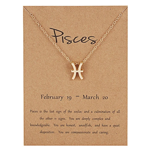 

Vintage 12 Constellation Zodiac Pendants Necklaces 2019 For Women Bohemian Zodiac Aries Pisces Choker Necklace With Card Fashion