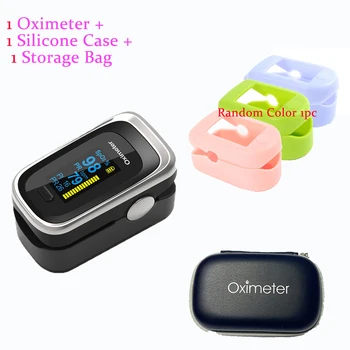 

Fingertip Pulse Oximeter Finger OLED SpO2 PR PI Heart Rate Monitor Oximetry Medical Health Care With Silicone Case Storage Box
