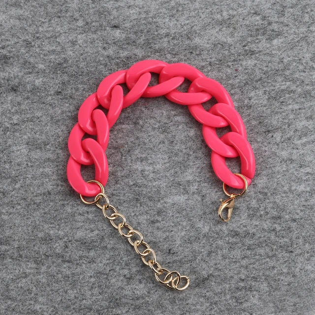 FishSheep Colorful Acrylic Thick Chain Bracelets For Men Women Bohemian Multi color Resin Chain Bracelets & Bangles 2021 Jewelry neon pink