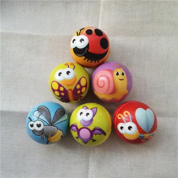 

6.3cm Cartoon Insects Animals Balls Squeeze Anti Stress Balls Bee Butterfly Snail PU Foam Balls Toys for Kids Children 4pcs/lot