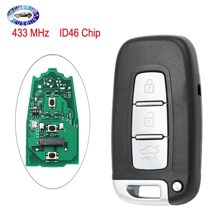 3 Buttons Smart Remote key Keyless Entry Fob 433MHZ WITH ID46 Chip For Hyundai Veloster IX35 Santafe I30 2012-2016 | Автомобили и