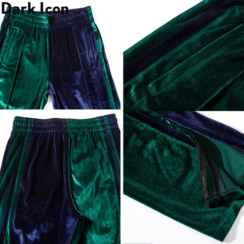Мужские бархатные брюки с широкими штанинами Dark Icon лоскутные эластичной талией