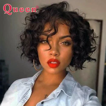 

Short Human Hair Wigs Brazilian Hair Natural Wave Wigs Human Hair Non-remy For Black Women 8 Inch Queen Hair Products