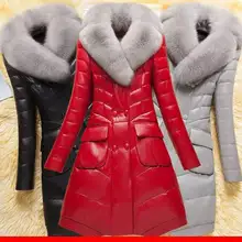 Меховое пальто для женщин, зимние женские пальто из овечьей кожи высокого качества, модные однотонные толстые воротники из лисицы, пальто, большие размеры