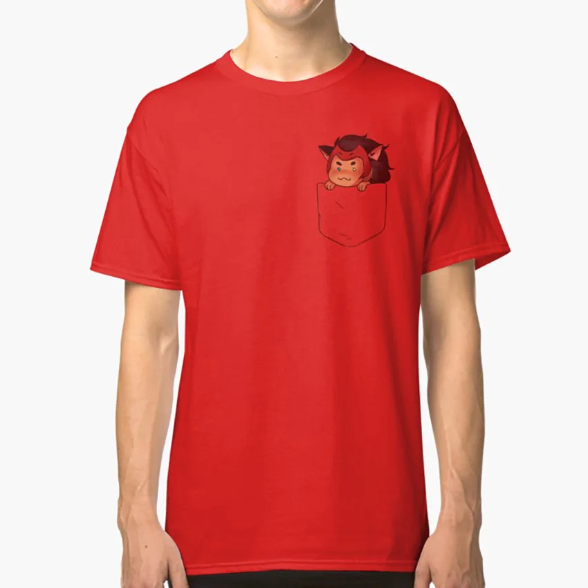 Красный Кэтра в кармане футболка она ra spop Catra netflix dreamworks reboot chibi pocket - Цвет: Красный