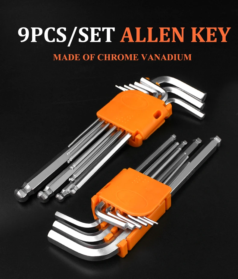 

9PCS/set L Type Double-End Screwdriver Hex Wrench Set Allen Key Hexagon Flat Ball Torx Star Head Spanner Key Set Hand Tools